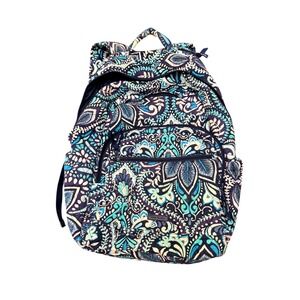 Vera Bradley Blue Island Medallion Cotton Large Campus Backpack Bag